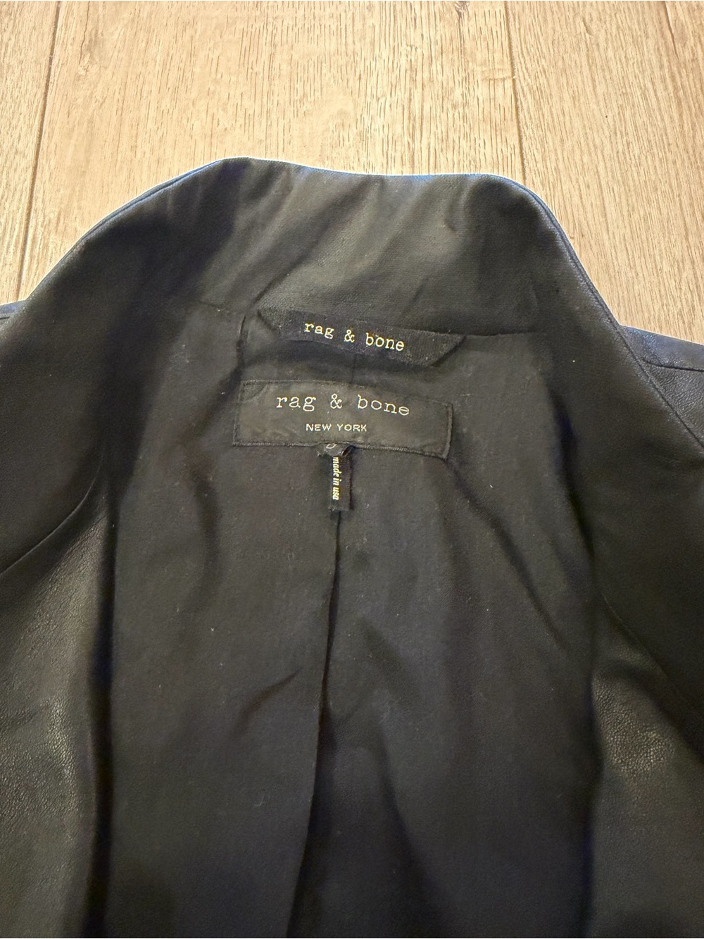 rag & bone Wool & Leather Jacket with Navy Panels - Picture 6 of 6